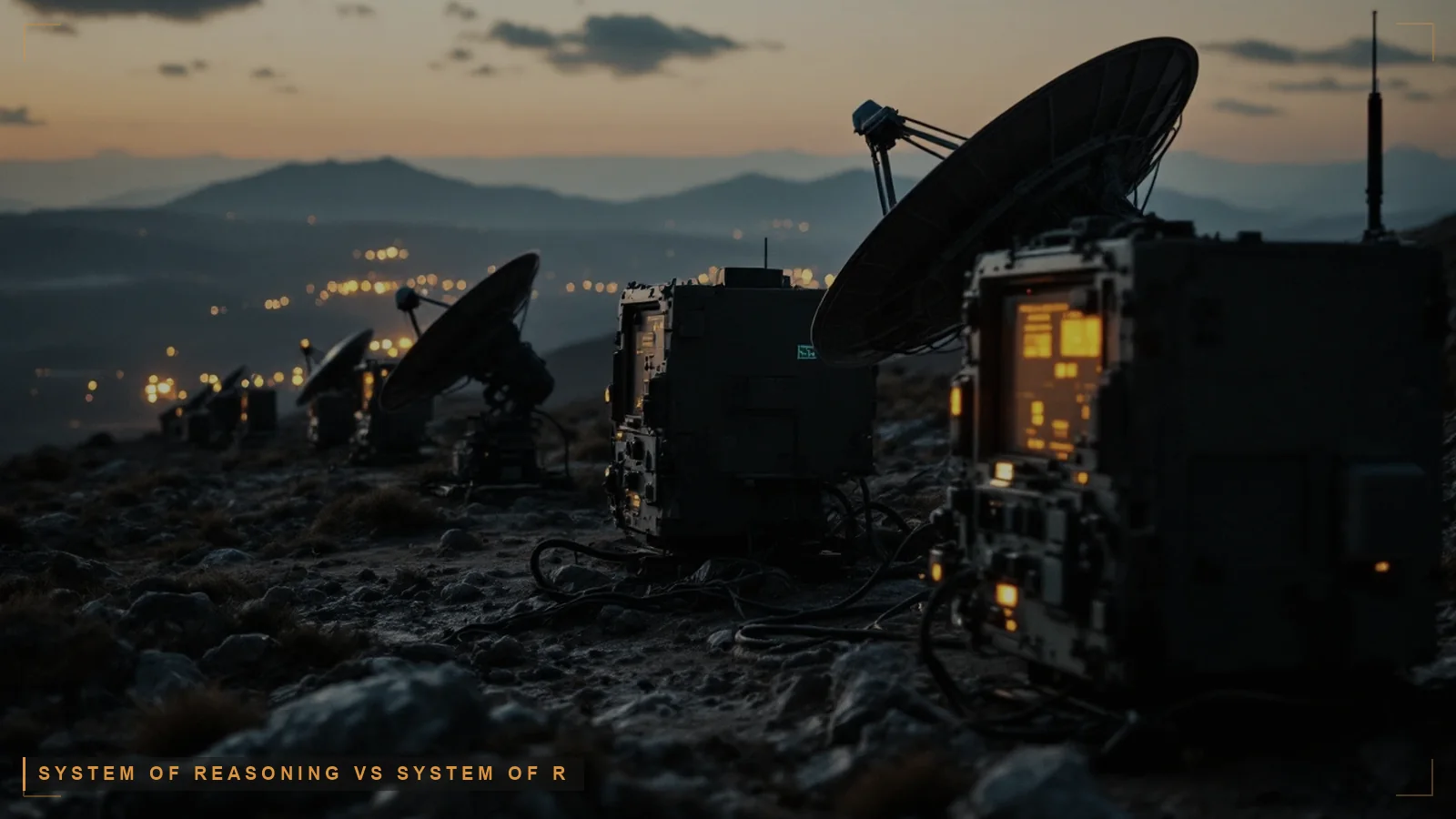 A tactical operations center with an overlay, illustrating a system of reasoning vs a system of record (illustrative)