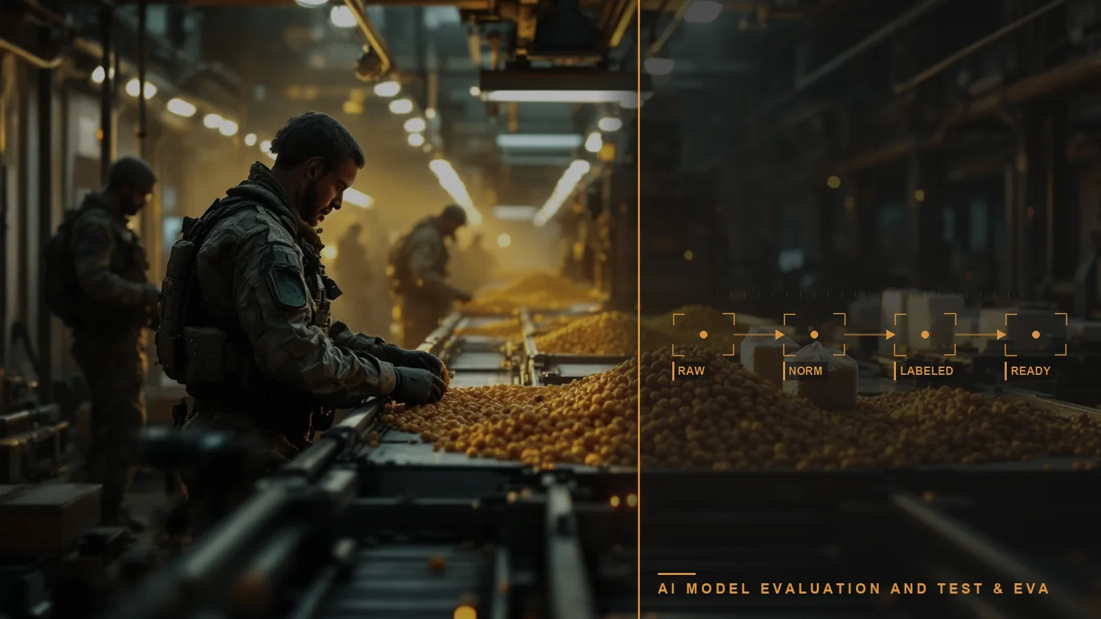 Flight line view with evaluation overlay (illustrative)
