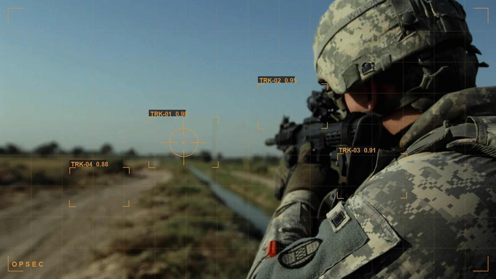 A controlled-access checkpoint with an overlay, illustrating operations security OPSEC (illustrative)