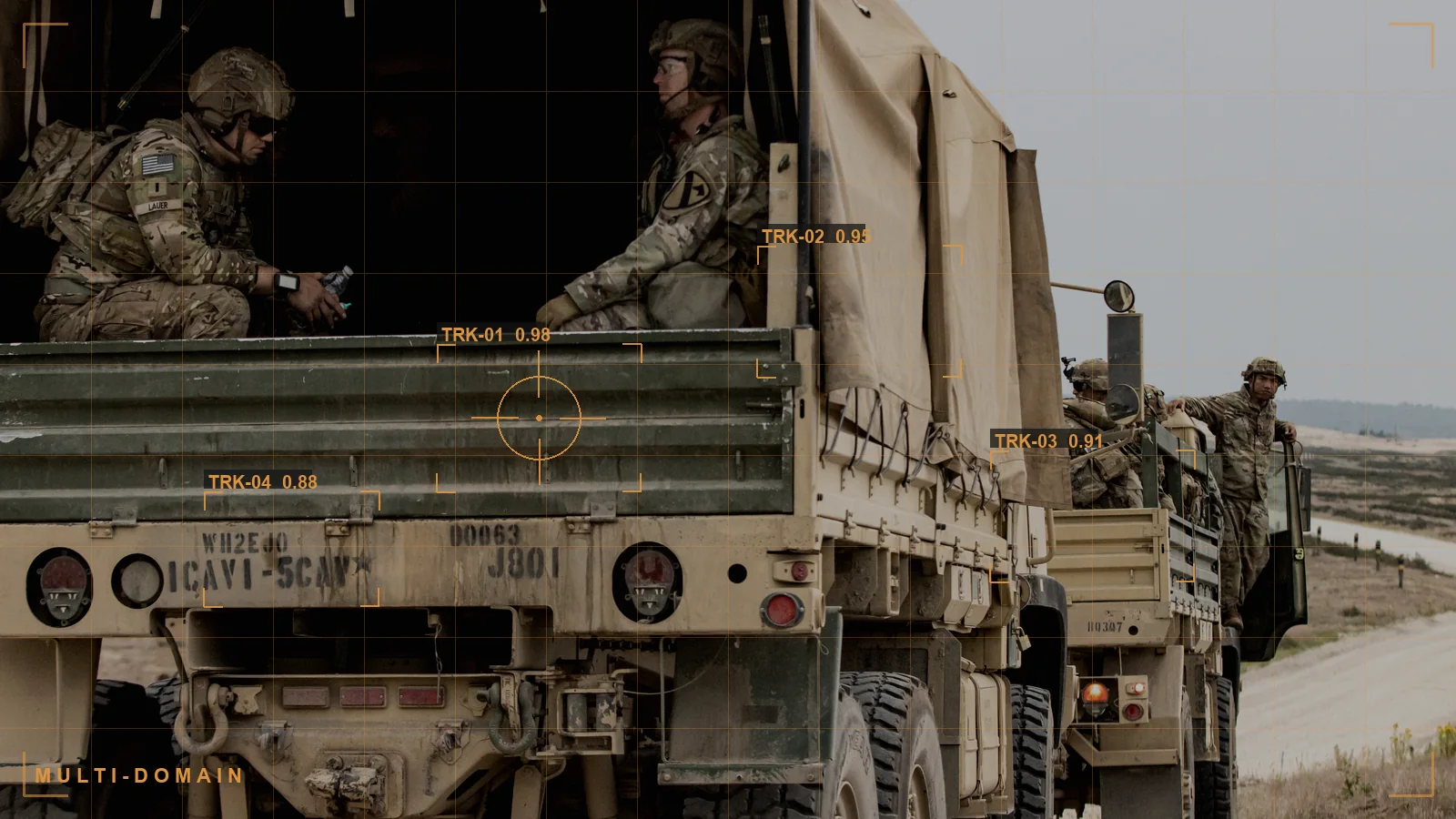 A joint exercise with an overlay, illustrating multi-domain operations MDO (illustrative)
