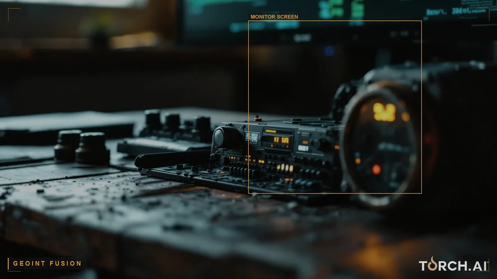 Fusing imagery with other intelligence, with a Torch.AI overlay (illustrative)