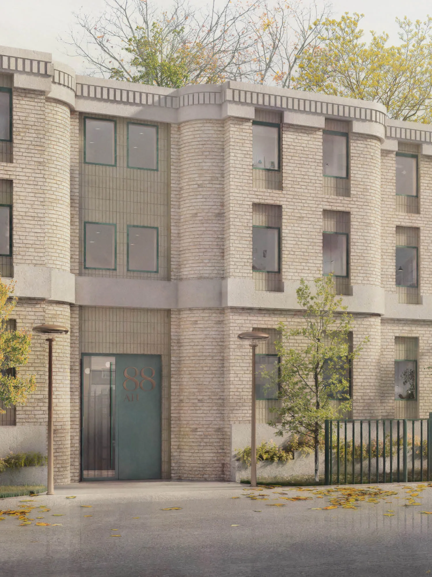 ATHERTON HEIGHTS | Tonal London Stock brick façade with striking avant-garde architectural forms.