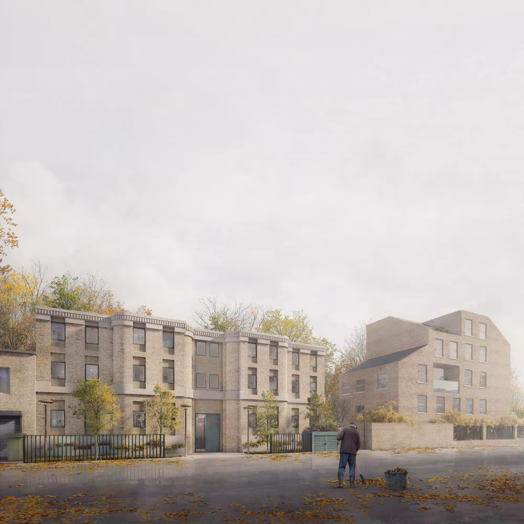 STREETSCAPE INTEGRATION | Broad view of Atherton Heights within the evolving context of Atherton Mews.