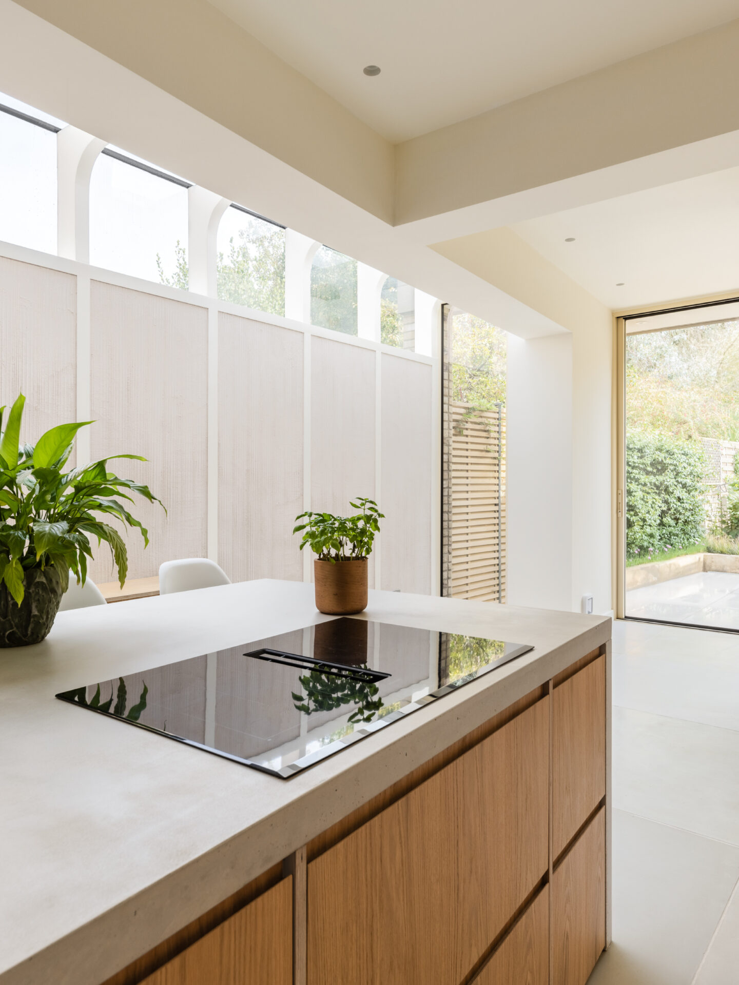 Kitchen design detail | Glazing seamlessly combined with exposed columns to maximise natural light in the Grove Park kitchen.
