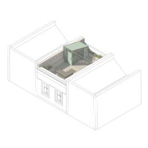 Integrated design | Section view illustrating the relationship between the rooftop addition and the original property architecture.