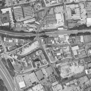 SITE CONTEXT | Aerial view showing the Lord Napier’s location within the urban fabric of Hackney Wick.