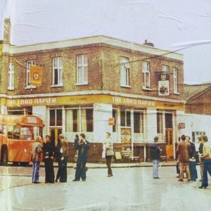 HISTORIC VIEW | Archival photograph of the Lord Napier pub from a past era.