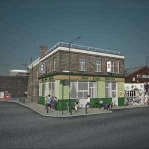 DESIGN DEVELOPMENT | Sketch illustrating the updated façade vision.