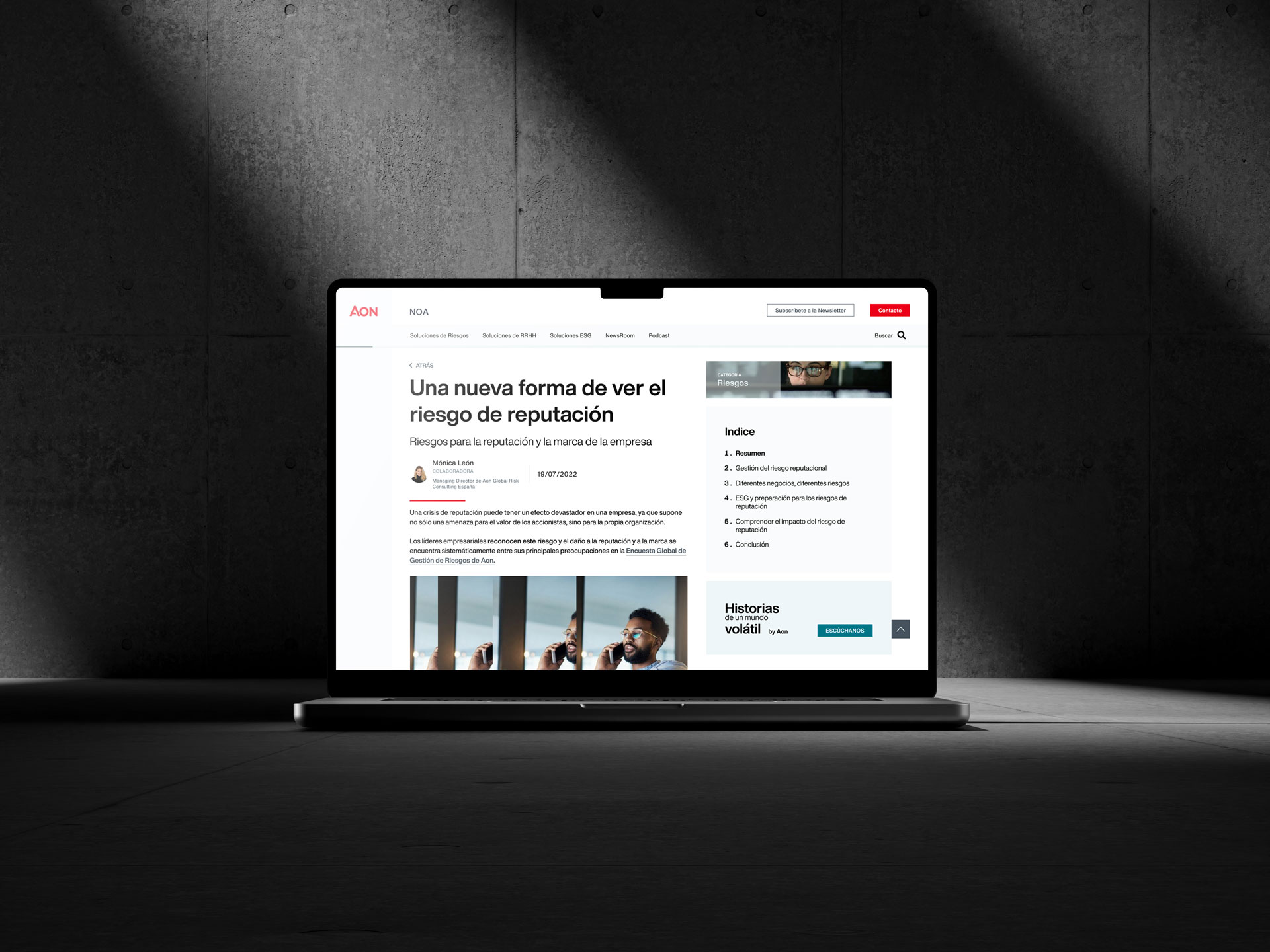 Diseño del blog editorial Noa by AON