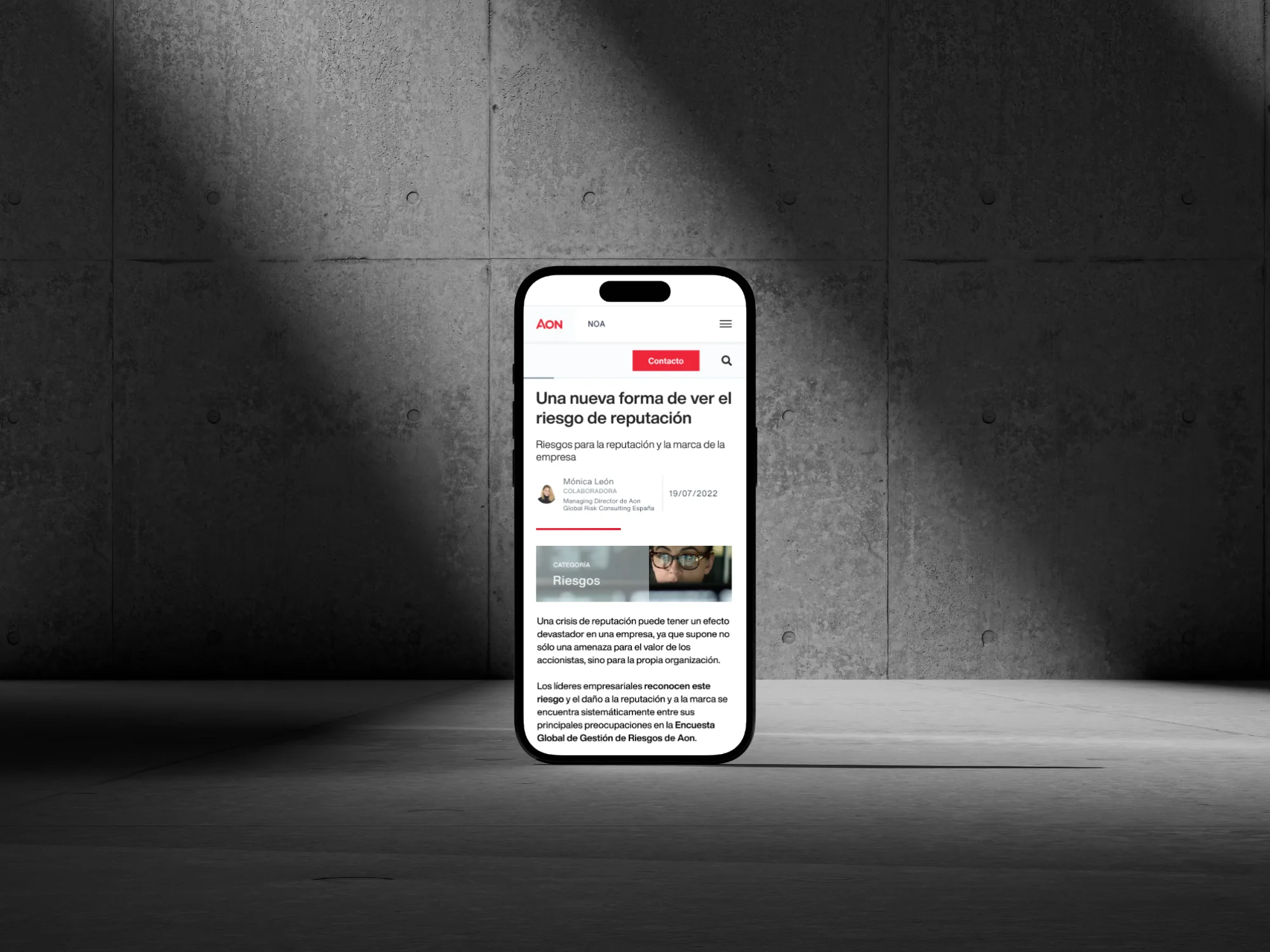 Página de artículo del blog Noa by AON en versión móvil