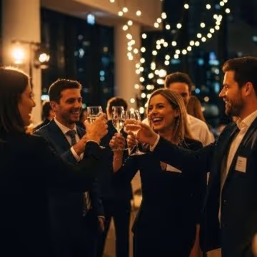 people drinking champagne at an event