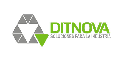 DITNOVA logo with green text and a gray triangular geometric design, accompanied by the tagline 'Soluciones Para La Industria'.