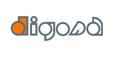 Stylized text logo reading 'digosa' with geometric shapes in gray and orange.