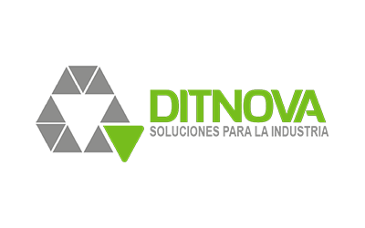 DITNOVA logo with green text and a gray triangular geometric design, accompanied by the tagline 'Soluciones Para La Industria'.