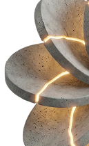 Decorative cracked stone bowls with glowing light emitting from the cracks.