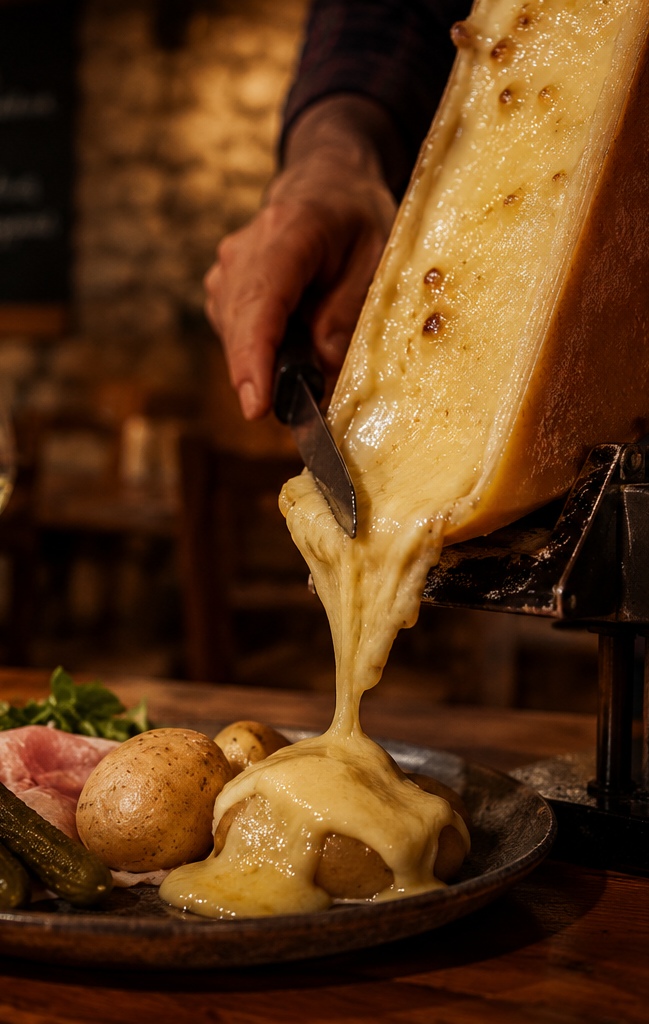 Raclette savoyarde au déjeuner au Pique Assiette, Vieux Lyon