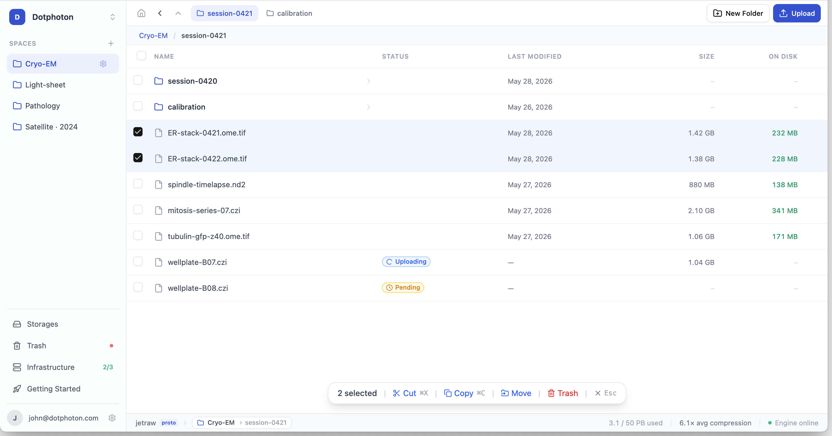 Jetraw Platform — multi-storage image data management with lossless raw compression