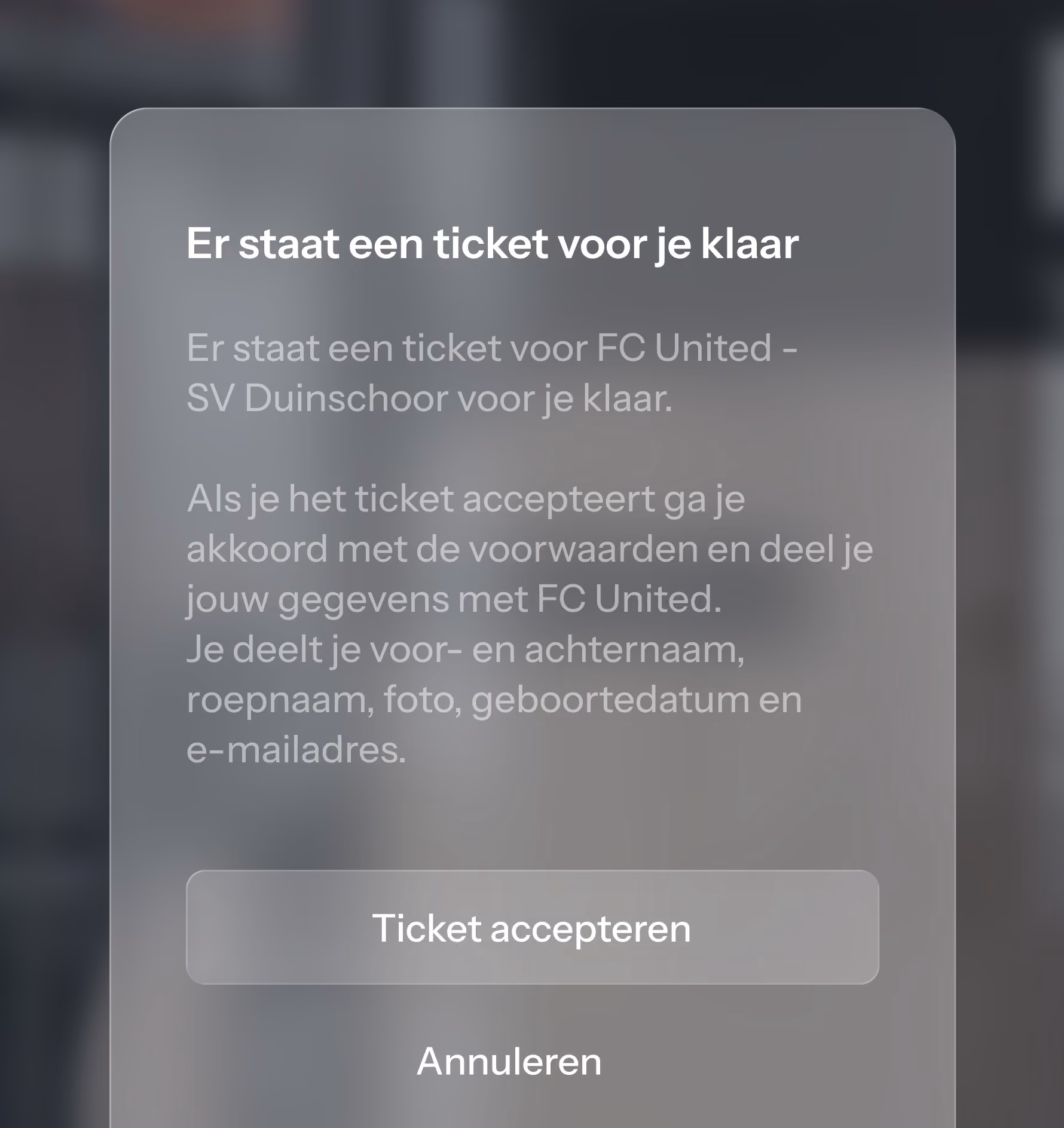 Er staat een ticket voor je klaar in de app