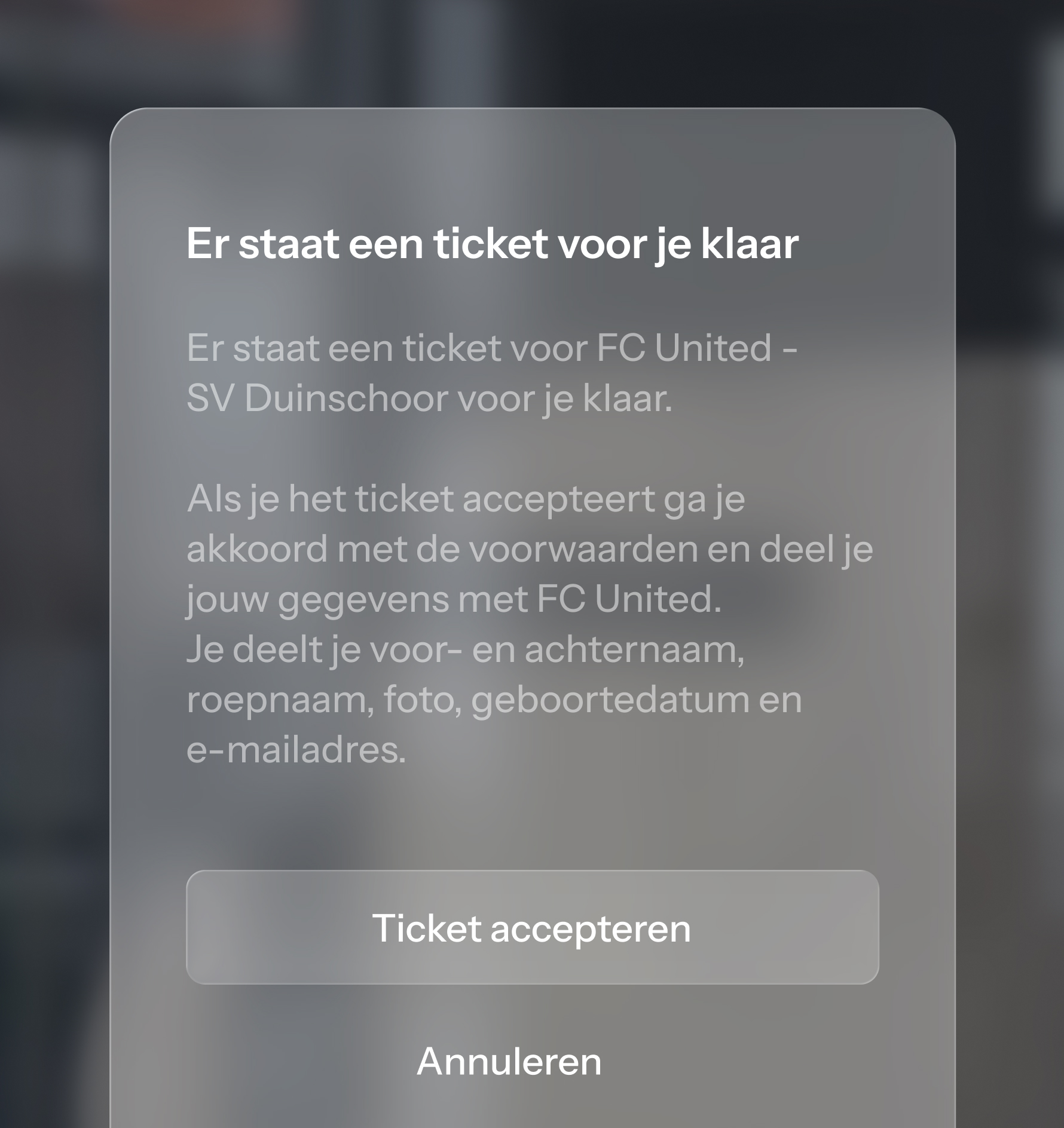 Er staat een ticket voor je klaar in de app