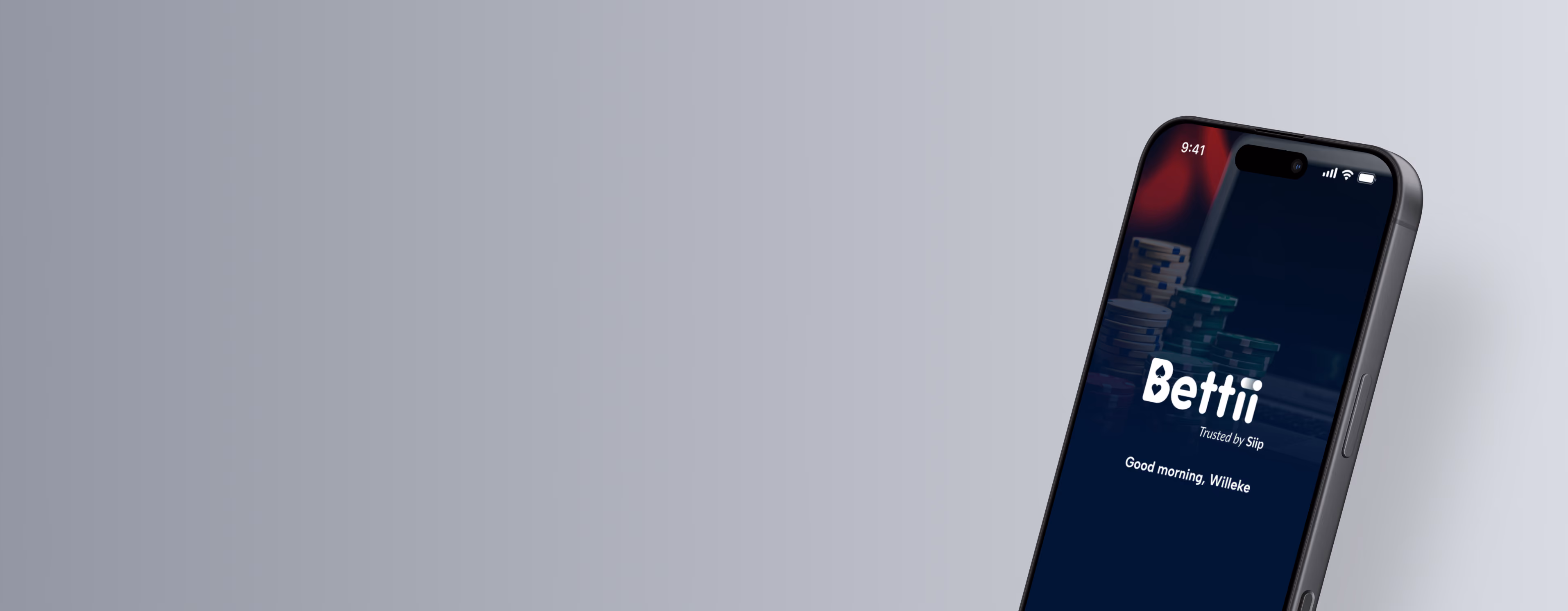 Introductiescherm van de Bettii-app trusted by Siip
