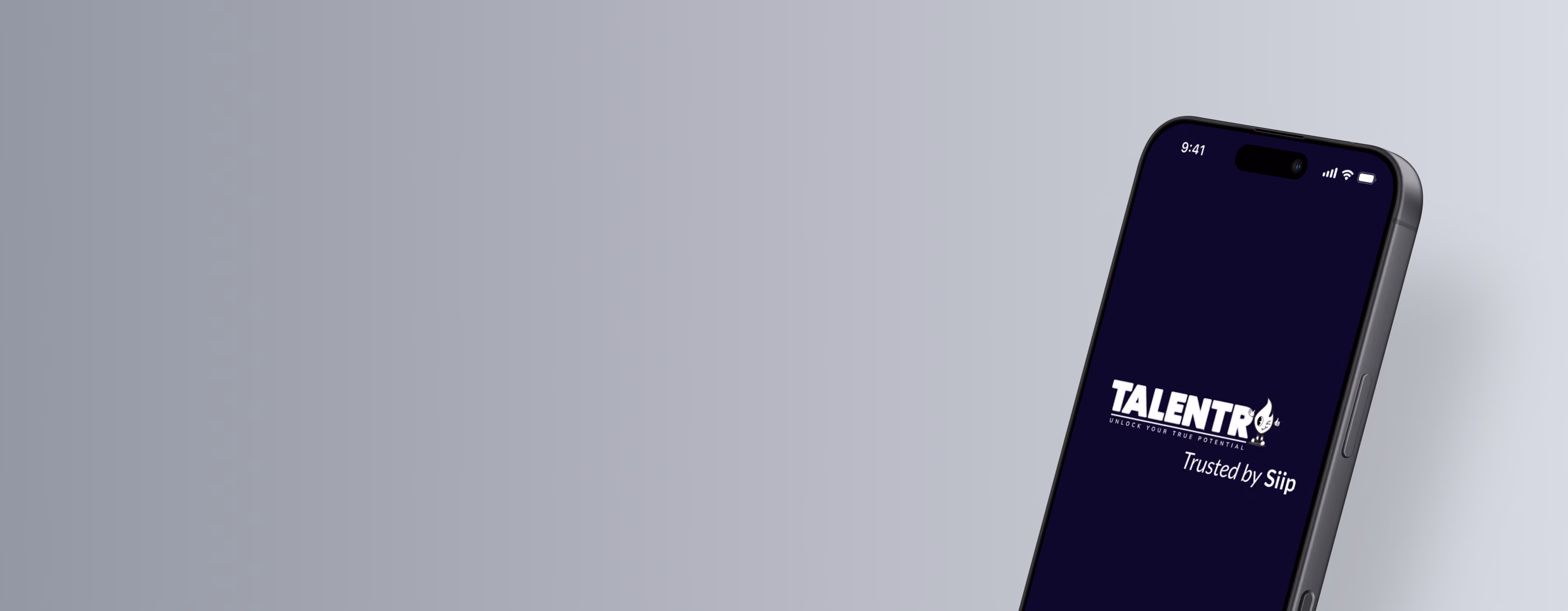 Introductiescherm van de TalentR App trusted by Siip