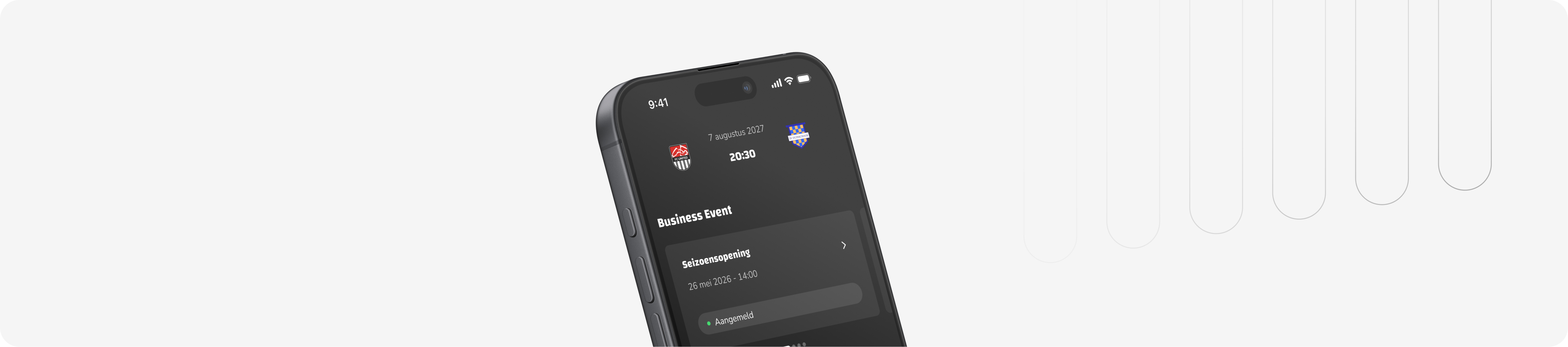 Voorbeeld van de Business App voor een voetbalclub