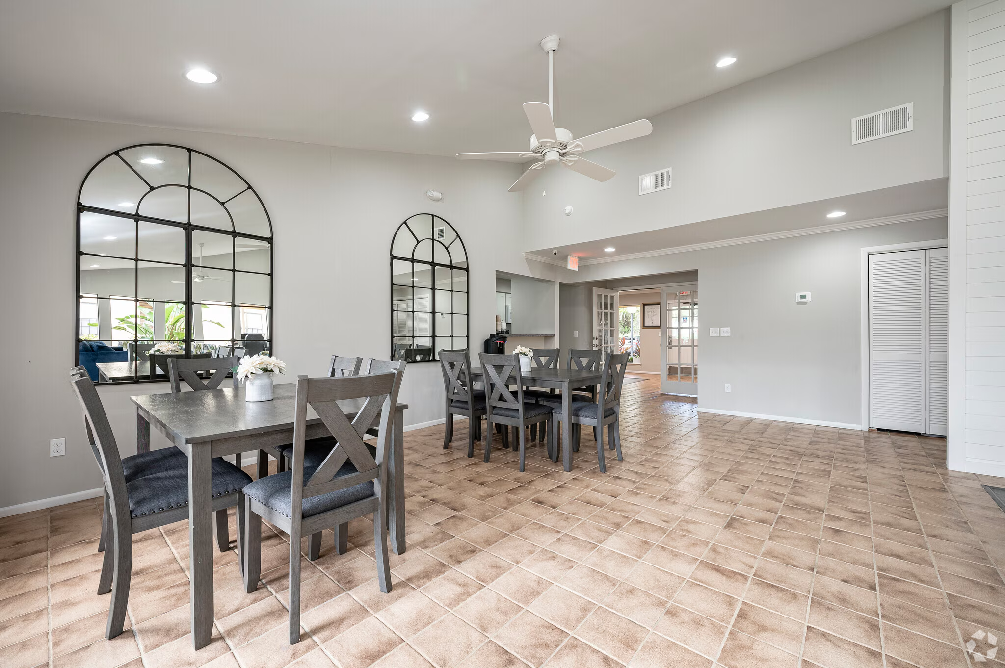 Clubhouse with tables and chairs