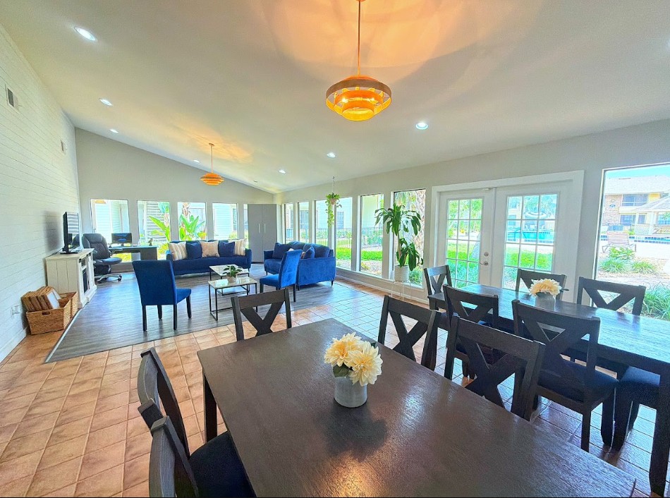 Clubhouse with tables and chairs