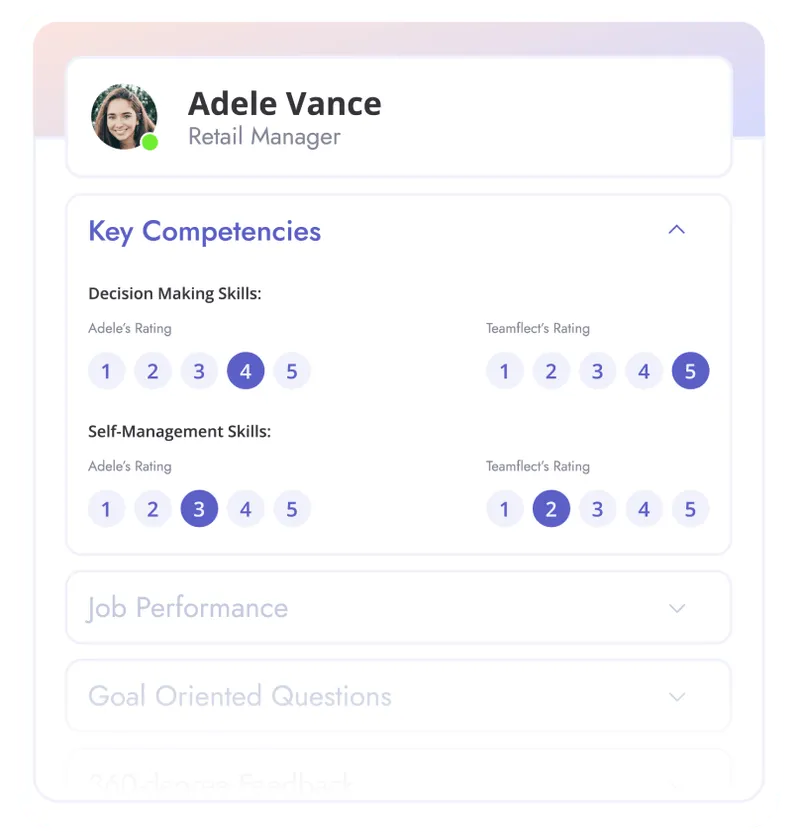 A competency assessment conducted using Teamflect.