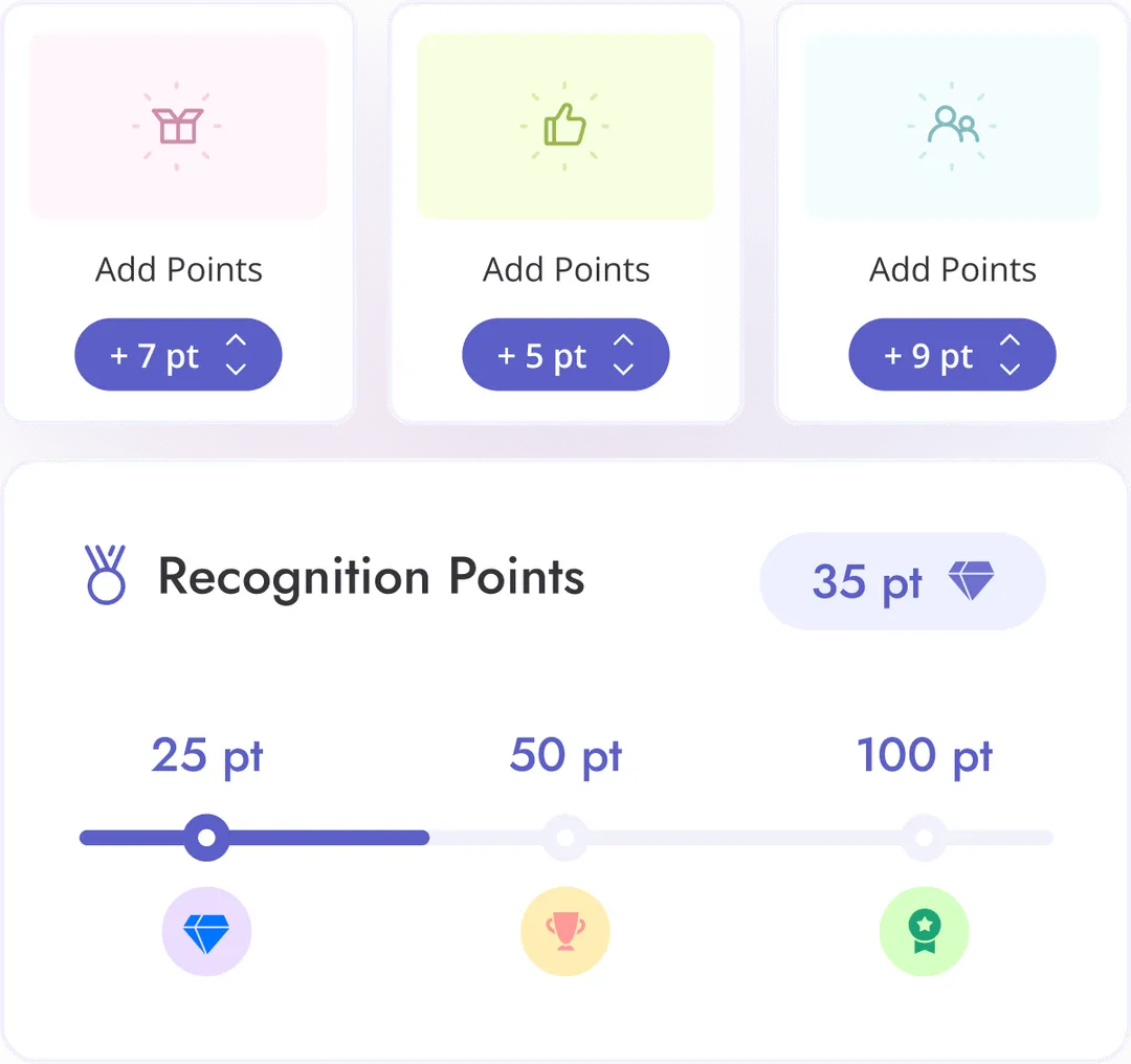 Assigning points to each recognition badge inside Teamflect's recognition software.