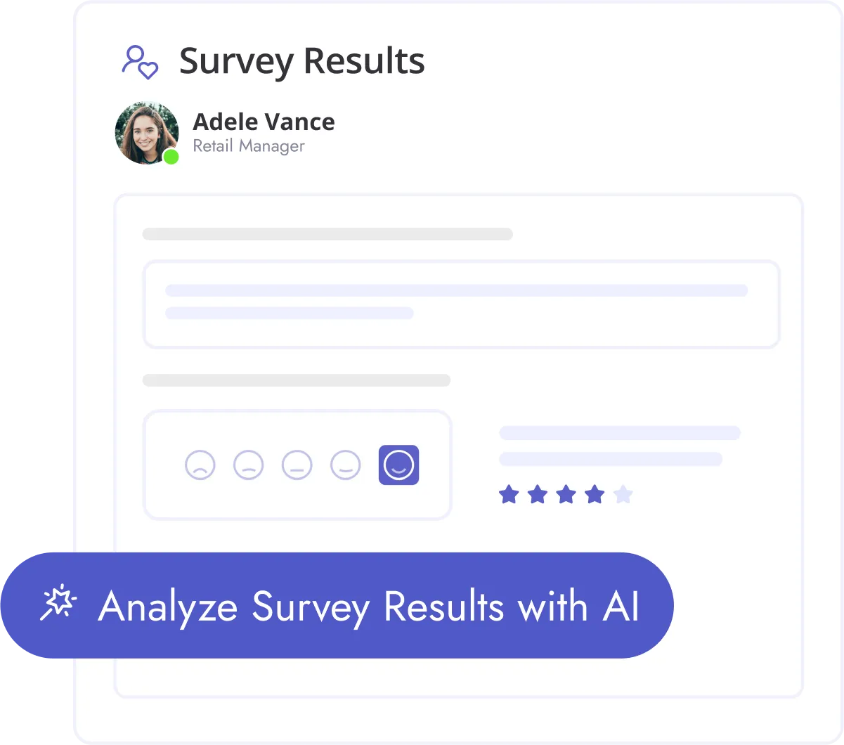 A button that lets users analyze employee engagement survey results using AI.