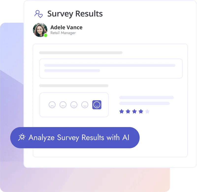 A button that lets users analyze employee engagement survey results using AI.
