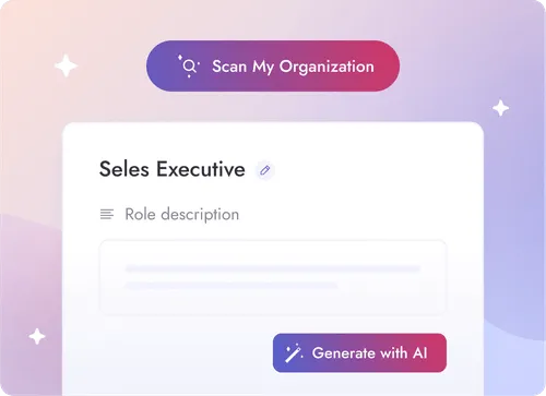 Teamflect's career management software's AI feature that scans your organizational chart and generates role titles and descriptions.