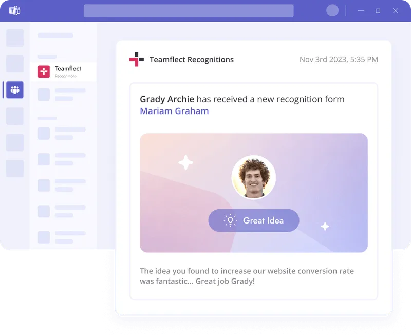 Employee praise in Teams channels