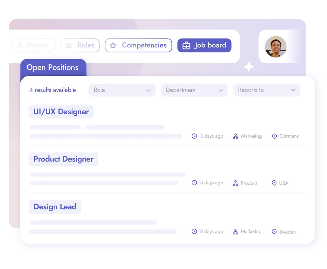 Internal job board for internal mobility