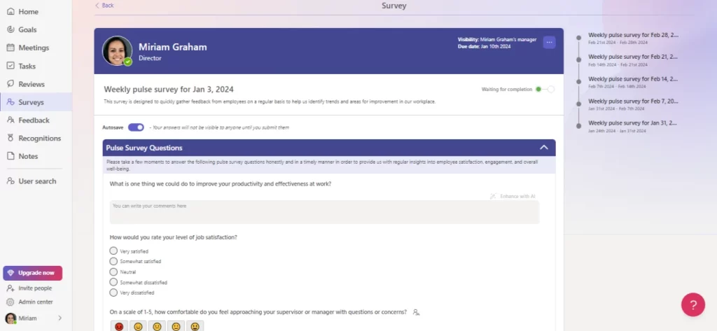 How to create a survey in Teams: Step 3: Complete a Survey
