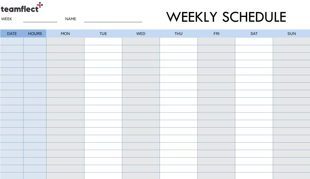 Simple Excel Weekly Project Planning Template