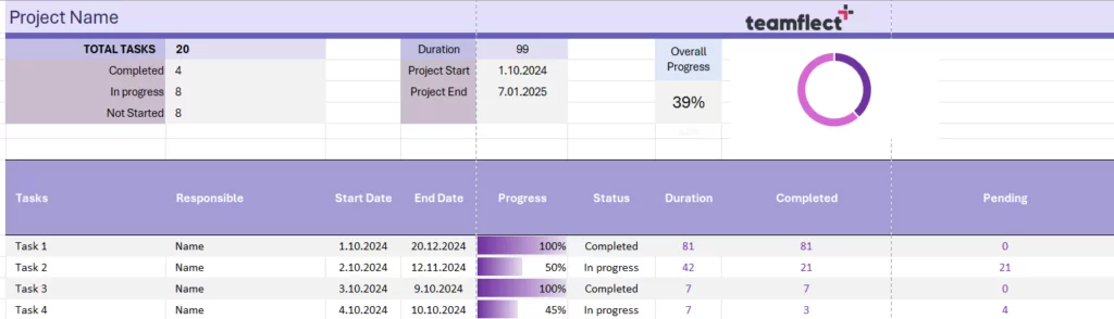 A User-Friendly Excel Project Plan Template