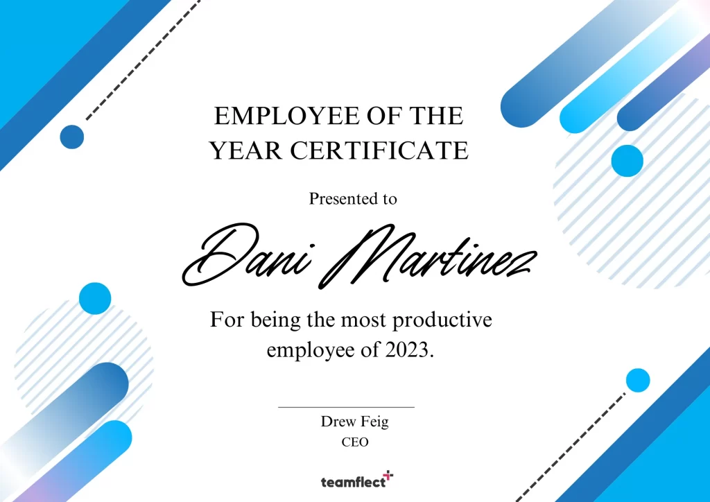 employee of the year certificate
