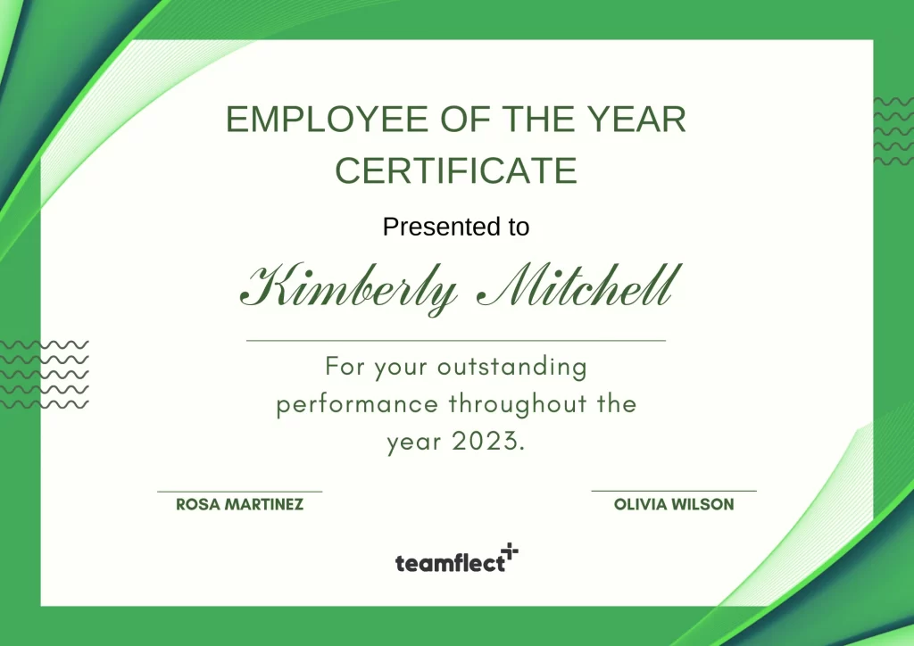 employee of the year certificate