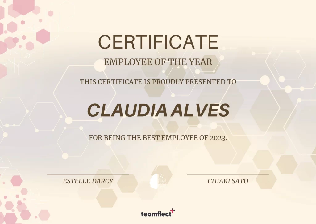 employee of the year certificate