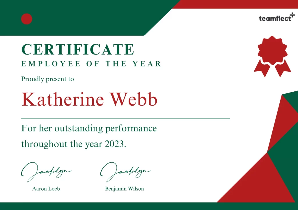 employee of the year certificate