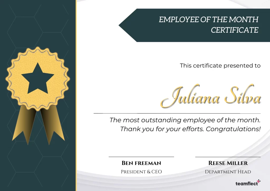 green and yellow employee of the month template