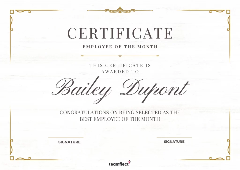 white and gold vintage employee of the month template