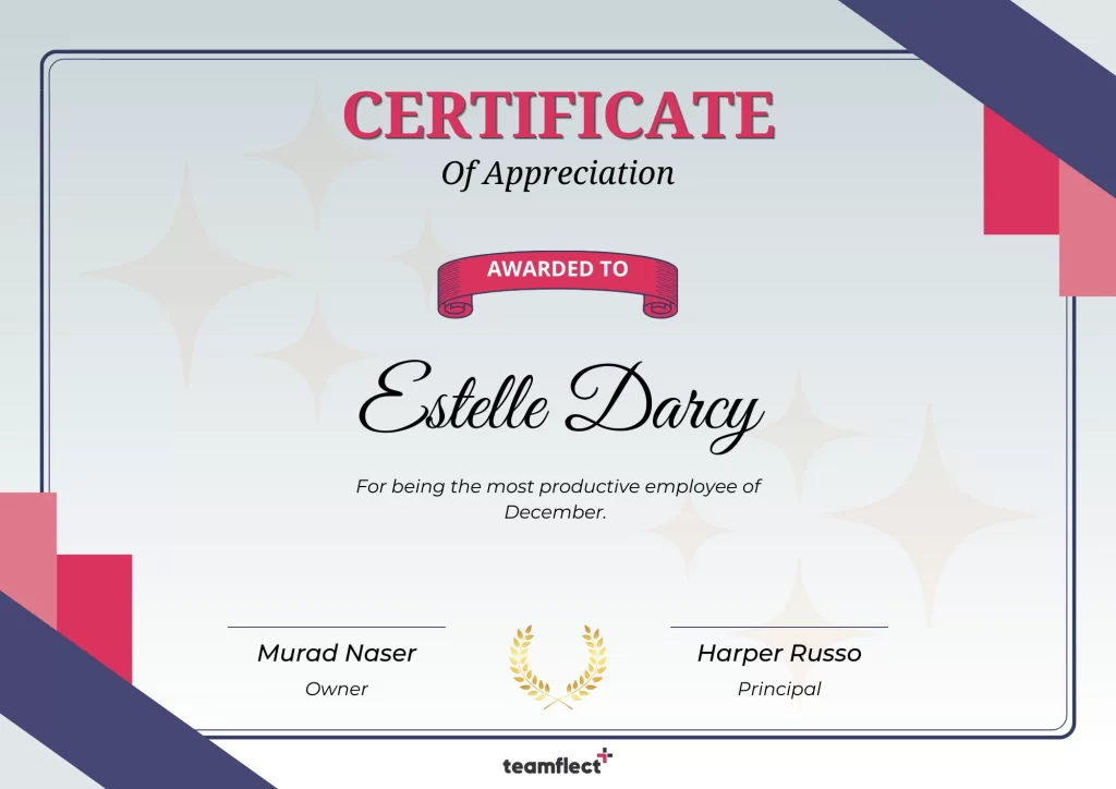grey and pink employee of the month template