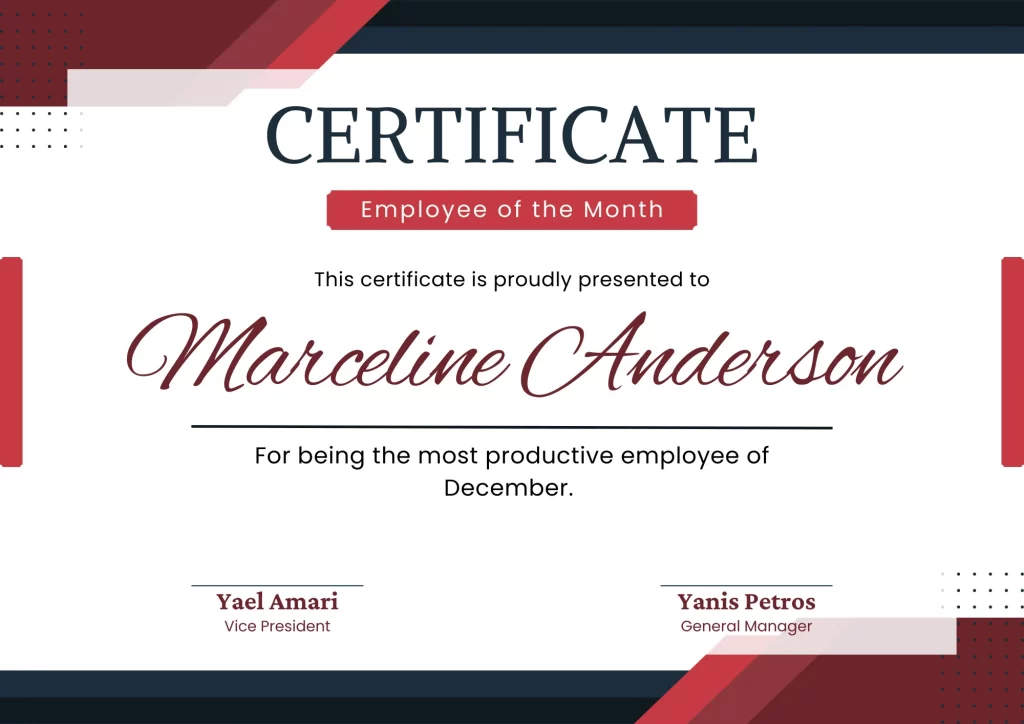 Creative pink and black employee of the month template