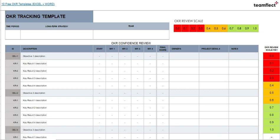 OKR tracking template