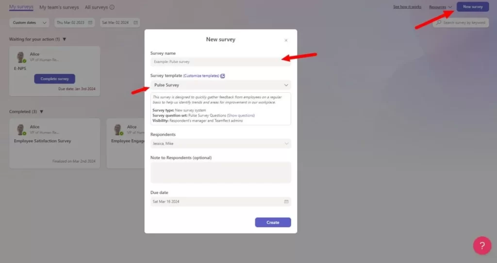 Teamflect survey module