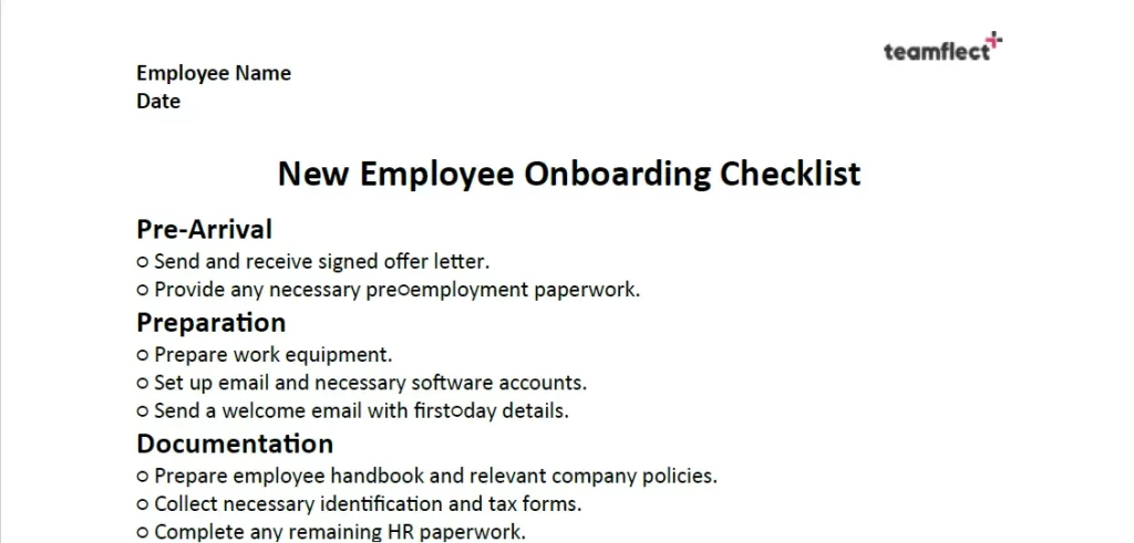Free PDF employee onboarding checklist template