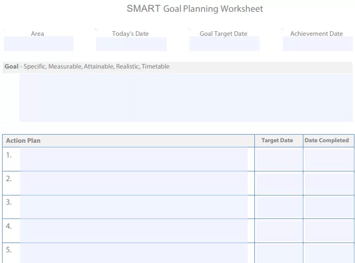 SMART Goal Planning template